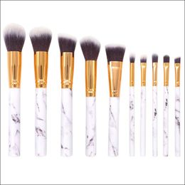 Marble Brushes 10Pcs/Set Professional Makeup Brushes Marbling Handle Eye Shadow Eyebrow Lip Eye Make Up Brush Comestic Tool