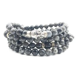 SN1381 Hot Sale Women`s Yoga Bracelet 108 Mala Balance 6 mm Natural Grey Larvikite Jewellery High Quality Jewellery Wholesale