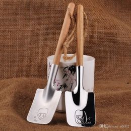 Shovel Shape Ice Cream Scoop With Wooden Handle Spoons Sturdy Stainless Steel Spoons For Wedding Valentines Day Gift 10zr BB