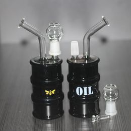 Glass Oil Rigs bong Rig Recycle drum 14mm nail and dome 6.6" Hookahs dab clear black for choose