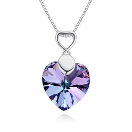 kingdom hearts pendant with genuine Austrian crystal white gold color new xilion hearts design necklaces jewelry for women