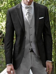 Customise Design Black Men Wedding Tuxedos Peak Lapel Two Button Groom Tuxedos Men Wedding/Dinner/Darty Dress(Jacket+Pants+Tie+Vest) 1798