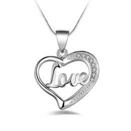 Ciondolo gioielli in argento Fine LOVE catena clavicola a forma di cuore 925 gioielli in argento placcato Pendenti di collana Collana regalo di moda di alta qualità