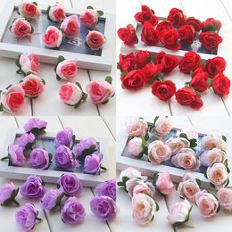 Artificial Rose Buds Silk Flower Heads For Wedding Party Bridal Bouquet Home Decoration 3cm Multi Colours