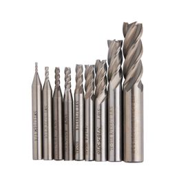 Freeshipping Milling Cutter 1/16-1/2Inch Carbide End Mill Router Bit HSS 4 Blades CNC Tools CNC Mill Drill Bit Milling Tools 9Pcs/lot
