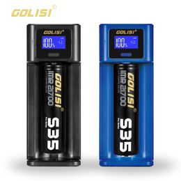 Golisi i1 Smart Charger Pantalla LCD Cargador de batería recargable 2A Carga rápida para 18650 21700 26650 Ni-Mh Batería de Ni-Cd