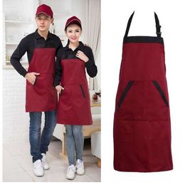 Black Red Unisex Chef Cooking Kitchen Catering Halterneck Apron Bib with 2 Pocket One Size in Medium Fashion Kitchen Accessorie