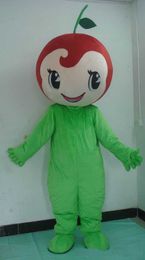 2018 Discount factory sale Good vision and good Ventilation adult red cherry mascot costume with green shirt for adult to wear