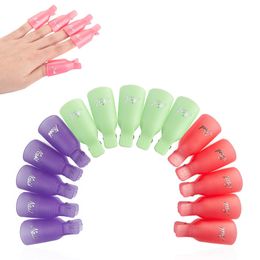 10pcs/set Durable Reusable Plastic Nail Polish Remover Lacquer Tool Soak Off Wrap Nail Cleaner Nail Clip Cap Remover Gel Free