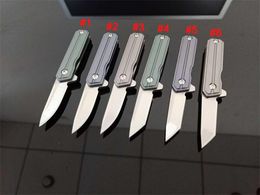 Promotion 6 Styles Mini Small Flipper Folding Knife D2 Stone Wash Blade TC4 Titanium Alloy Outdoor EDC Pocket Knives