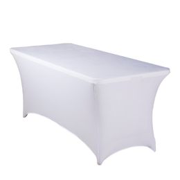 -6FT SPANDEX rectangular mantel de mantel decoración del hotel banquete de banquete de boda cubierta de mesa blanca / negro al por mayor