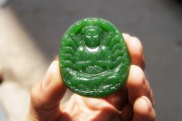 Free delivery -- beautiful (outer Mongolia) jade hand-carved thousand-hand guanyin (danfeng sun) talisman. The oval necklace pendant.