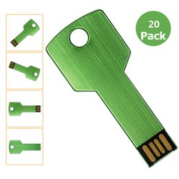 Bulk 20st Metal Key 8GB USB 2.0 Flash Drives Blank Media Flash Memory Stick för PC Laptop Tablet Thumb Storage Pen Drives Multicolors