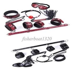 7pcs Bondage Bed Restraint System Set Spreader Bar Gag Cuffs Whip Collar Slave Kit Toy #R78