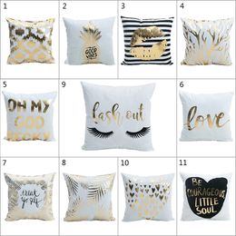 Gold Bronzing Pillow Case Cover Bling Sequin Pillowcase Luxury Geometric Pineapple Eyelash Cotton Cushion Covers White Bedroom Home Office Decor