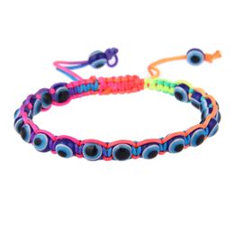 Fashion Handmade Multicolor Rope Braided Beaded Eyes Adjustable Charm Bracelets For Men Women Lovers Jewellery Gift