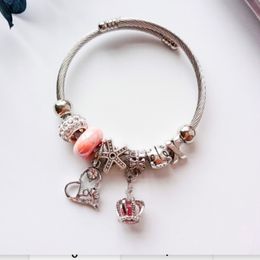 -Top perles de bricolage chaîne chaîne de cristal chaîne à la main bracelet réglable en acier inoxydable bracelet dames bracelet Pandora 20 Style perles Bracelet femmes