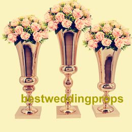 Flowers Vases Table Centrepiece Vase Metal Gold Tabletop Road Lead Type Flower Holder for event/Wedding Decoration best0107