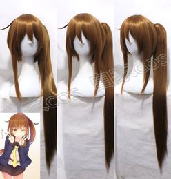 Kantai Collection KanColle Fumizuki Brown ponytail Cosplay Wigs Styled Hair