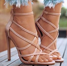 2018 Strap Sandals Summer Dress Shoes Women High Heel Shoes High Thin Strap Heels Women Wedding Gladiator Sandals Pumps