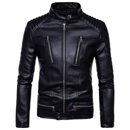New Men Leather Jackets High Quality pu Motorcycles British Businessmen Casual Fashion  Tactical Jacket coat men 5XL
