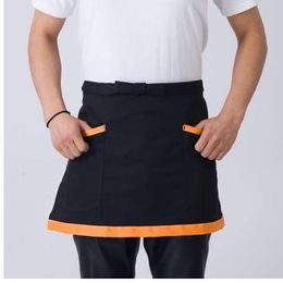 Kitchen Cooking Apron with Double Pockets Waist Aprons Kitchen Dining Chef Half Body Apron Sleeveless Pinafore House Supplies