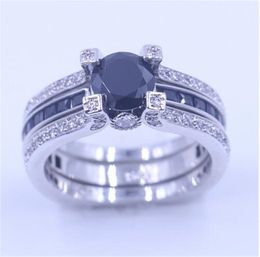 choucong Brand Women Jewellery Black 5A Zircon Cz ring Pure Silver Women Engagement Wedding Band Ring Sz 5-11 Gift
