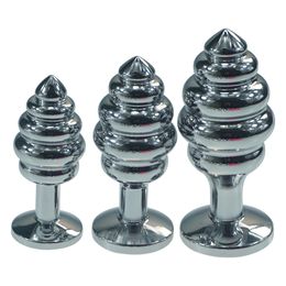 3pcs as 1 set Large medium small silicone steel anal plug heart thread shape metal butt insert gay anus sex toys product D18111502
