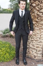 New Design Notched Lapel Charcoal Black Wedding Men Suits Groom Tuxedos Men Party Groomsmen Suits (Jacket+Pants+Tie+Vest) NO;165