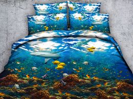 Fish Duvet Cover Set with Pillow Shams Array of Fish Marine Life Print