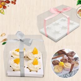 2/6/4 Cupcakes Box Clear TED Transparent Biscuits Cookies Candy Boxes With Base Inside Wedding Party PVC Gift Packaging Box