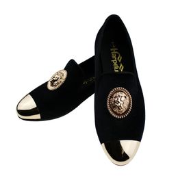 -Haroldunde scarpe da sera in velluto nero con fibbia in oro e oro leone scarpe con fibbia in oro nuove scarpe personalizzate codice da 6 a 14