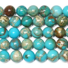 8mm 15" Natural Stone Lake Blue Sea Sediment Turquoises Imperial Jaspers Round Loose Beads 4 6 8 10 12MM Pick Size