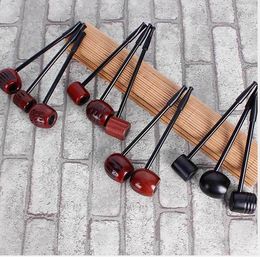 Ebony long thin straight bar hammer, pipe Popper, mini flat bottomed solid wood smoking set