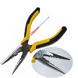 Freeshipping 6" 150mm Long Nose Pliers Cable Cutter Chrome Vanadium For Cutting Fishing Crimping Tool Multitool