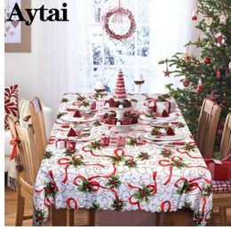 Aytai New Year White Table Cloth Beautiful Christmas Flowers Rectangular Table Cloth Tablecloths Christmas Items Table Cover