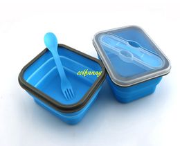 20pcs/lot Fast shipping Portable Silicone Lunch box Collapsible microwave bento Lunch Box folding food container