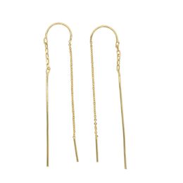 2018 New style 2018 gold color simple delicate jewelry wholesale skinny bar link chain minimal girl women simple fashion long tassel earring