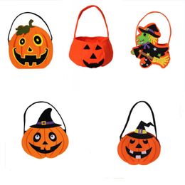 Halloween Pumpkin Candy Bag Trick Treat Cute Smile Basket Face Children Gift Handhold Pouch Tote Bag Non-woven Pail Props