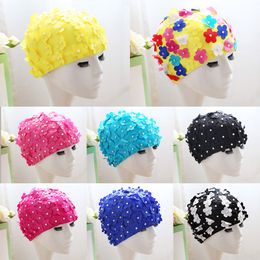 Fashion 3D Petal Swimming Caps For Long Hair Outdoor Swim Women Flowers Design Cap Delicate Swimmings Hat Many Colours 15hl ZZ