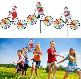 garden whirligigs UK - 3D Large Santa Claus On Bike Windmill Wind Spinner Whirligig Yard Garden Decor
