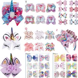 INS Hair Bows Barrettes Rainbow Mermaid Unicorn Design Girl Clippers Headband Girls Clips Baby Hair Accessory Multi Choices