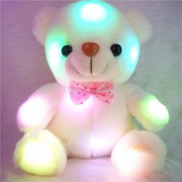 LED Flash Light Bear plush toys cartoon 20-22cm LED Bear Stuffed Animals Kids Toys Birthday Gift Valentine's Day surprise 3 styles C3357