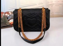 Fashion black gold chain luxury party bag flannel shoulder bag good quality velvet handbag free shipping