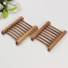 Fast shipping Dark Wood Soap Dish Wooden Soap Tray Holder Storage Soap Rack Plate Box Container for Bath Shower Plate Bathroom