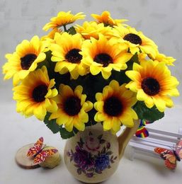 Artificial Sunflowers Posy Bouquets Home Craft Decor 1 Bunch 7 Heads Silk Flowers Home Desk Wedding Decoration