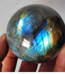 Natural Madagascar Labradorite Moonstone ball business feng shui ornaments 60mm