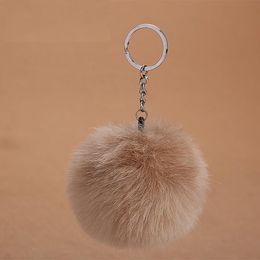 Hot Lovely Fluffy Rabbit Fur Ball Key Chain Pompom Artificial Rabbit Fur Keychain Women Car Bag Key Ring New Year Gift