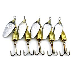 HENGJIA Metal Spinner Spoon Fishing Lure 7CM 8.5G Luminous hard bait with treble hook 6#hook Pesca fishing tackle