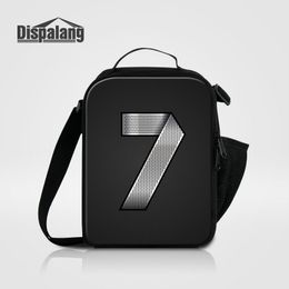 Cool Custom Lunch Bag For Children Portable Food Packing Bags Personality Metal Number Printing Thermal Lunch Bags Men Picnic Food Lunch Box